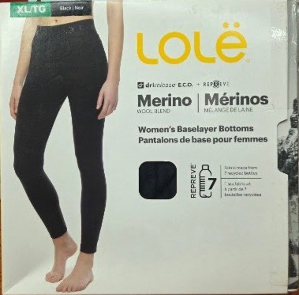 Lole Merino Wool Blend Baselayer Bottoms Women Black XL